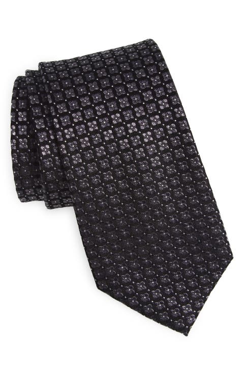 Geometric Print Silk Tie