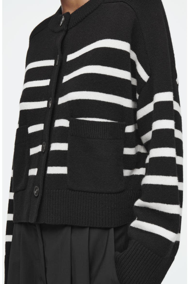 Stripe Wool Cardigan, Alternate, color, BLACK DARK