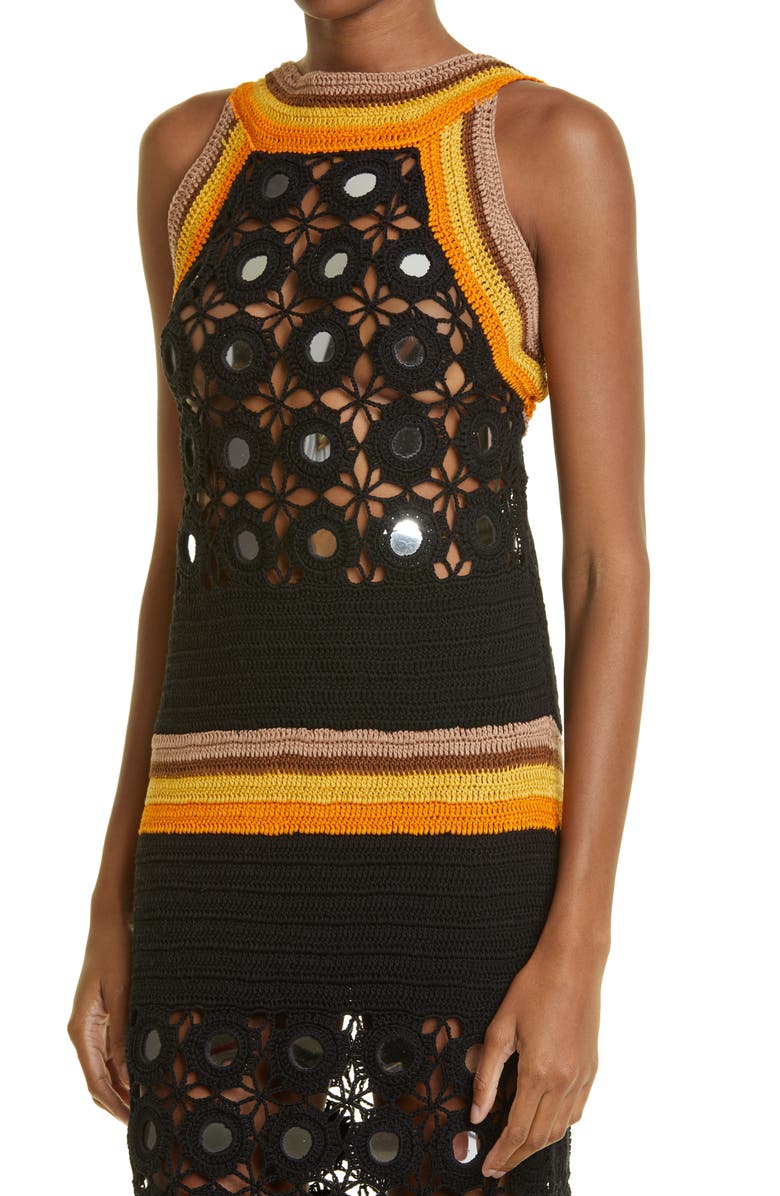 Wales Bonner Marimba Embellished Crochet Dress, Alternate, color,