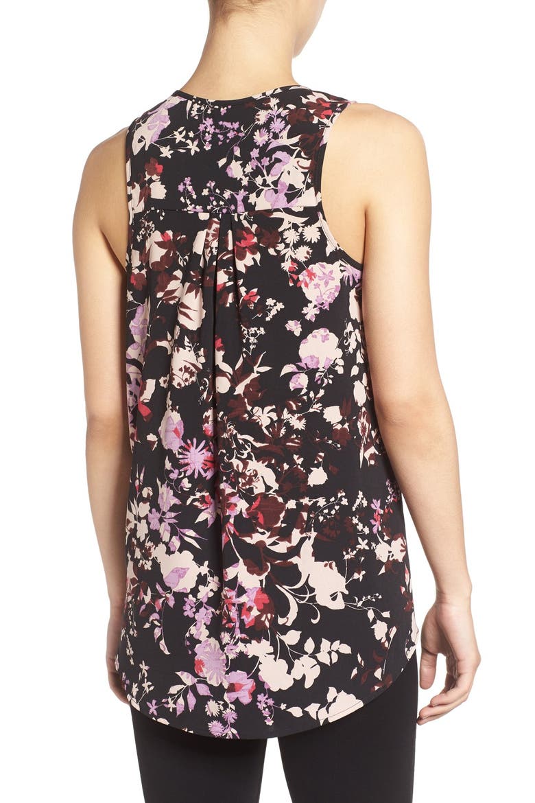 Scoop Neck Woven Tank, Alternate, color, BLACK- PINK FLORAL