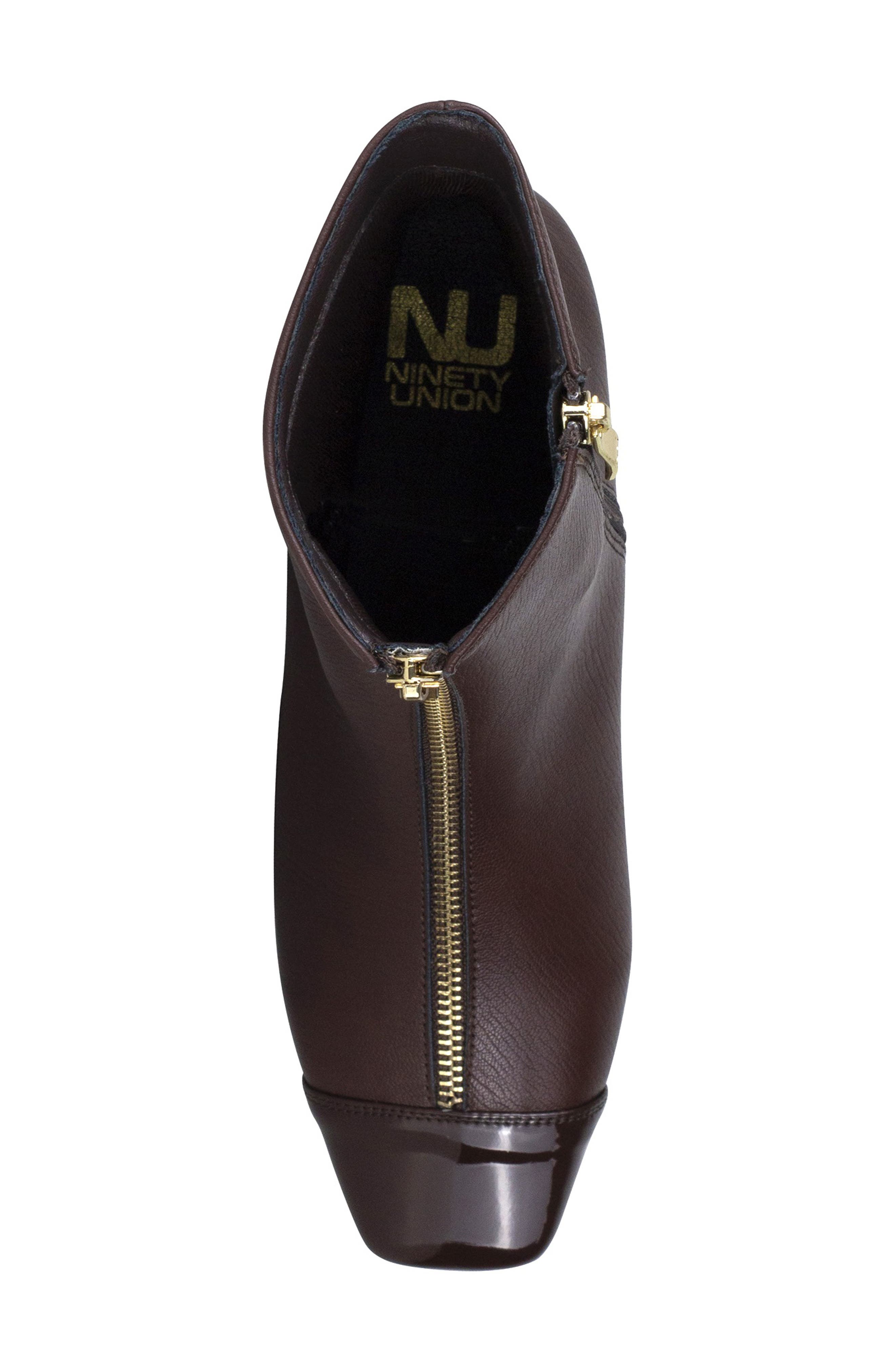 NINETY UNION Elite Zip Block Heel Bootie, Alternate, color, Brown