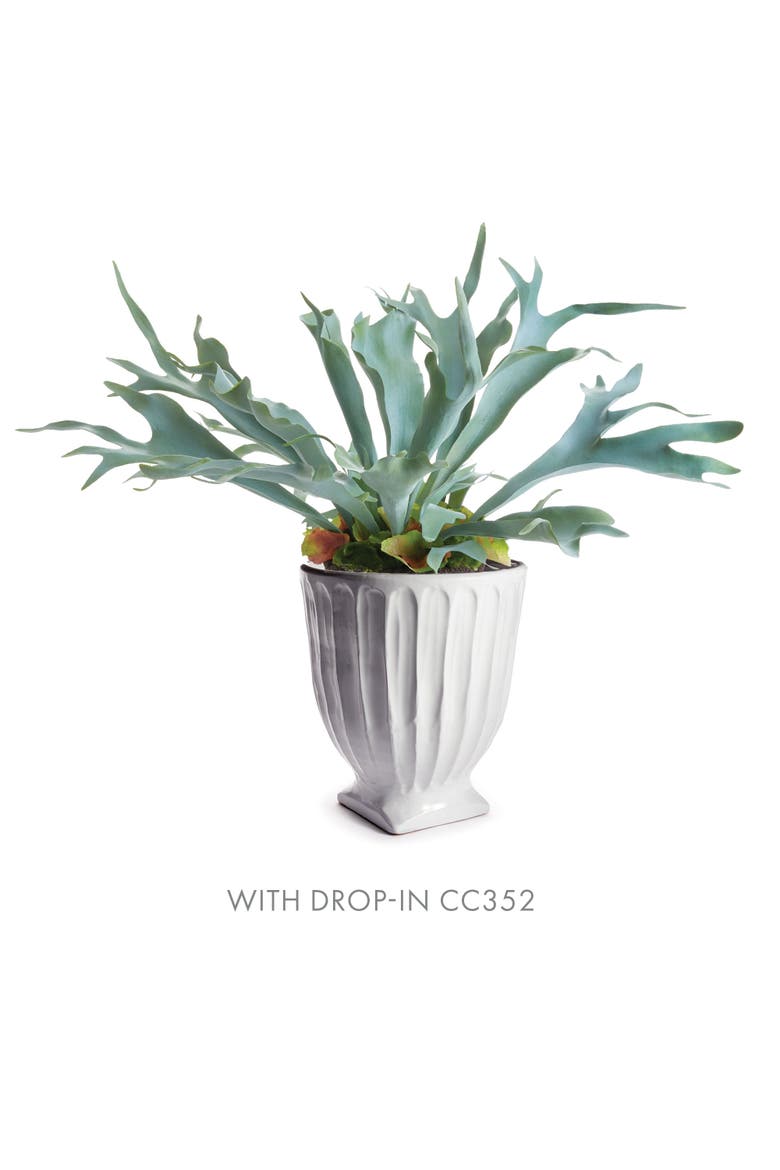 Column Footed Urn 13", Alternate, color, White