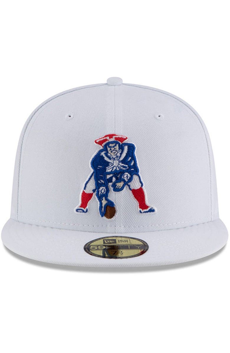 New Era Men's New Era White New England Patriots Throwback Logo Omaha 59FIFTY Fitted Hat, Alternate, color, 