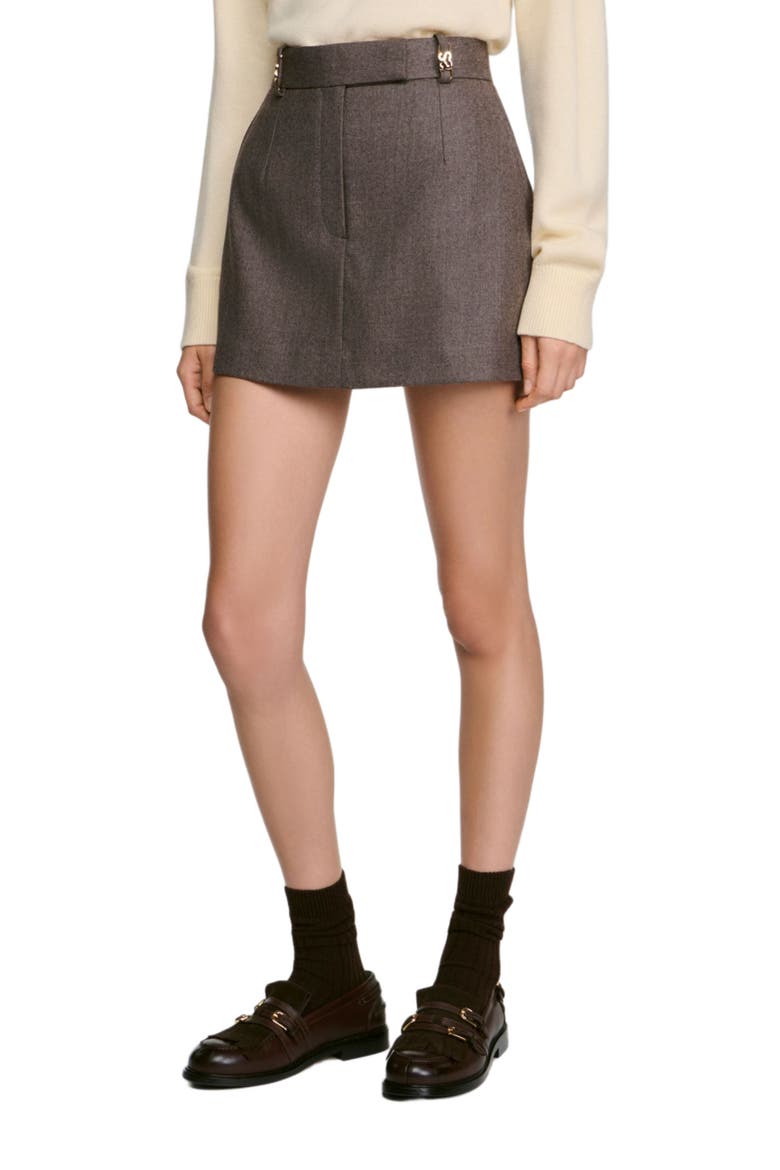Wool Skort, Alternate, color, Greige