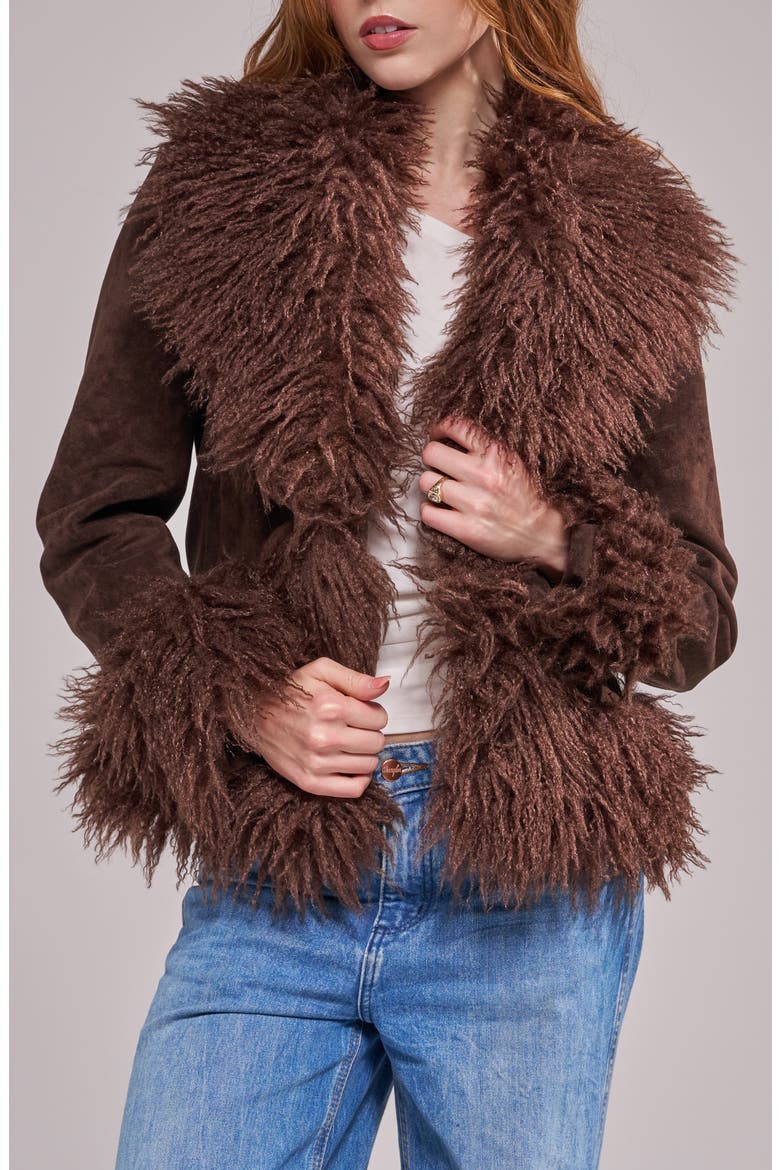 Tori Faux Fur Trim Trench Coat, Alternate, color, CHOCOLATE