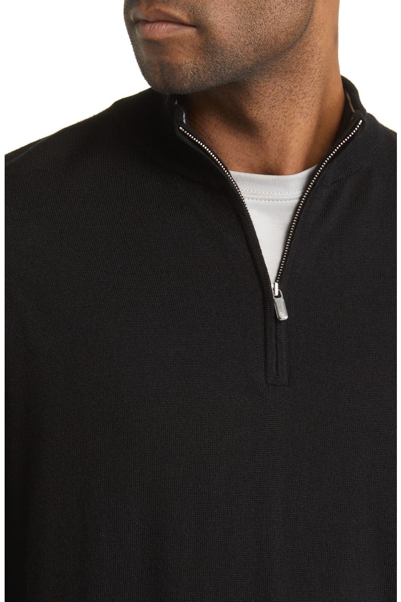 Crown Soft Quarter Zip Merino Wool Blend Pullover, Alternate, color, BLACK