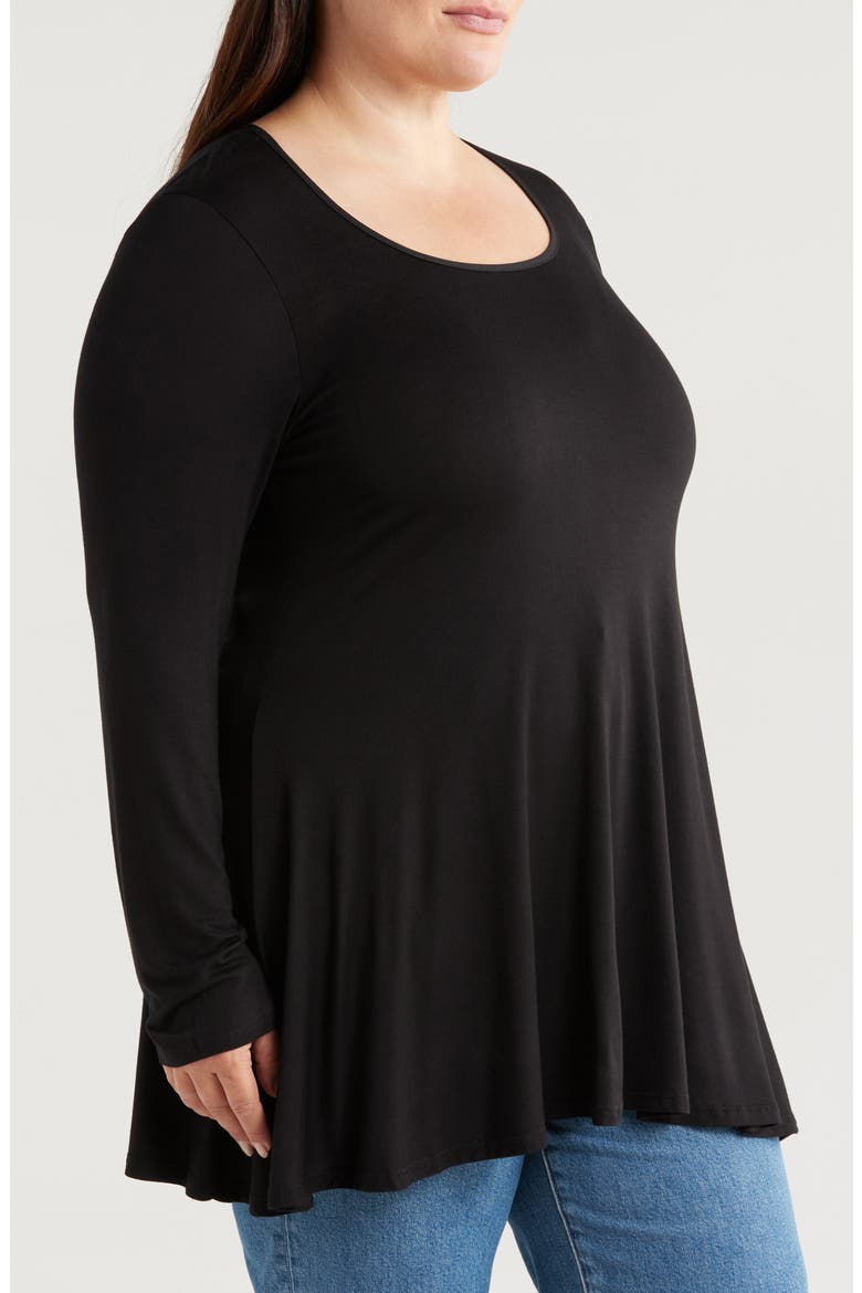 Swing Asymmetric Hem Tunic Top, Alternate, color, BLACK