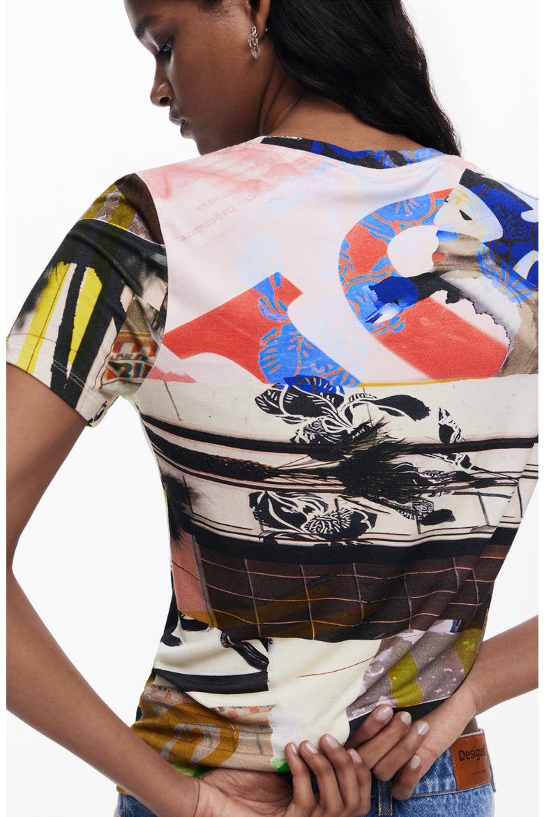 Abstract Print Cotton Blend T-Shirt, Alternate, color, WHITE MULTI