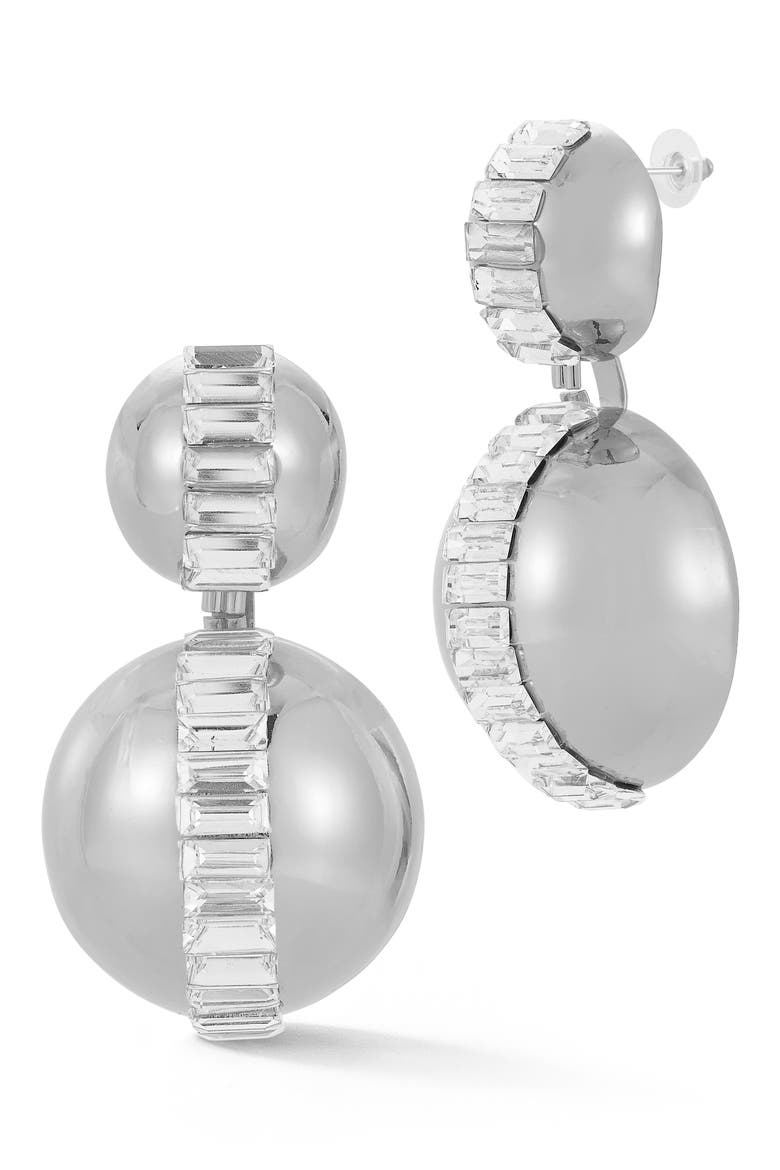 Crystal Orb Drop Earrings, Main, color, SILVER