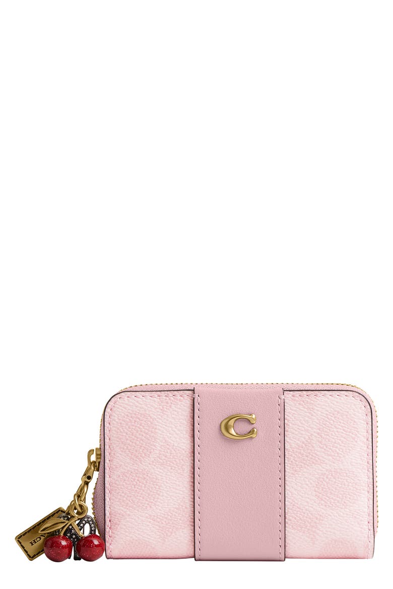 Essential Zip Around Card Case with Charms, Main, color, B4/ POWDER PINK