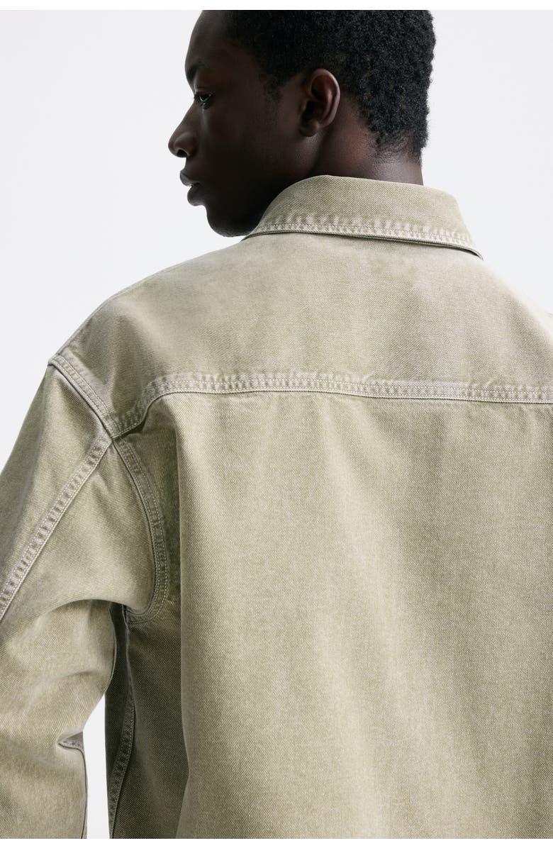 H&M Washed-look Twill Overshirt, Alternate, color, Khaki Green