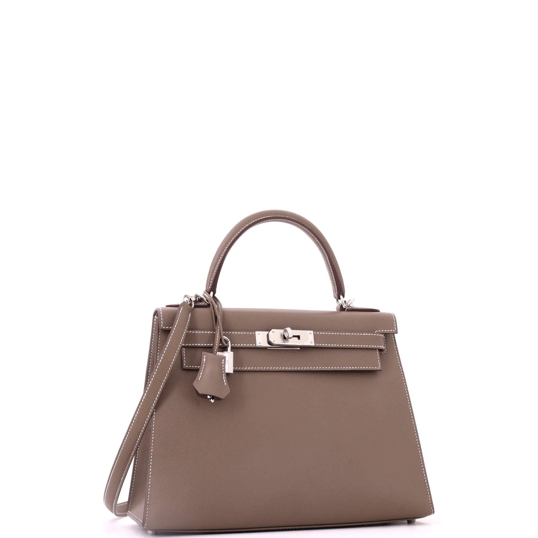 Kelly Handbag Grey Epsom with Palladium Hardware 28, Alternate, color, Grey