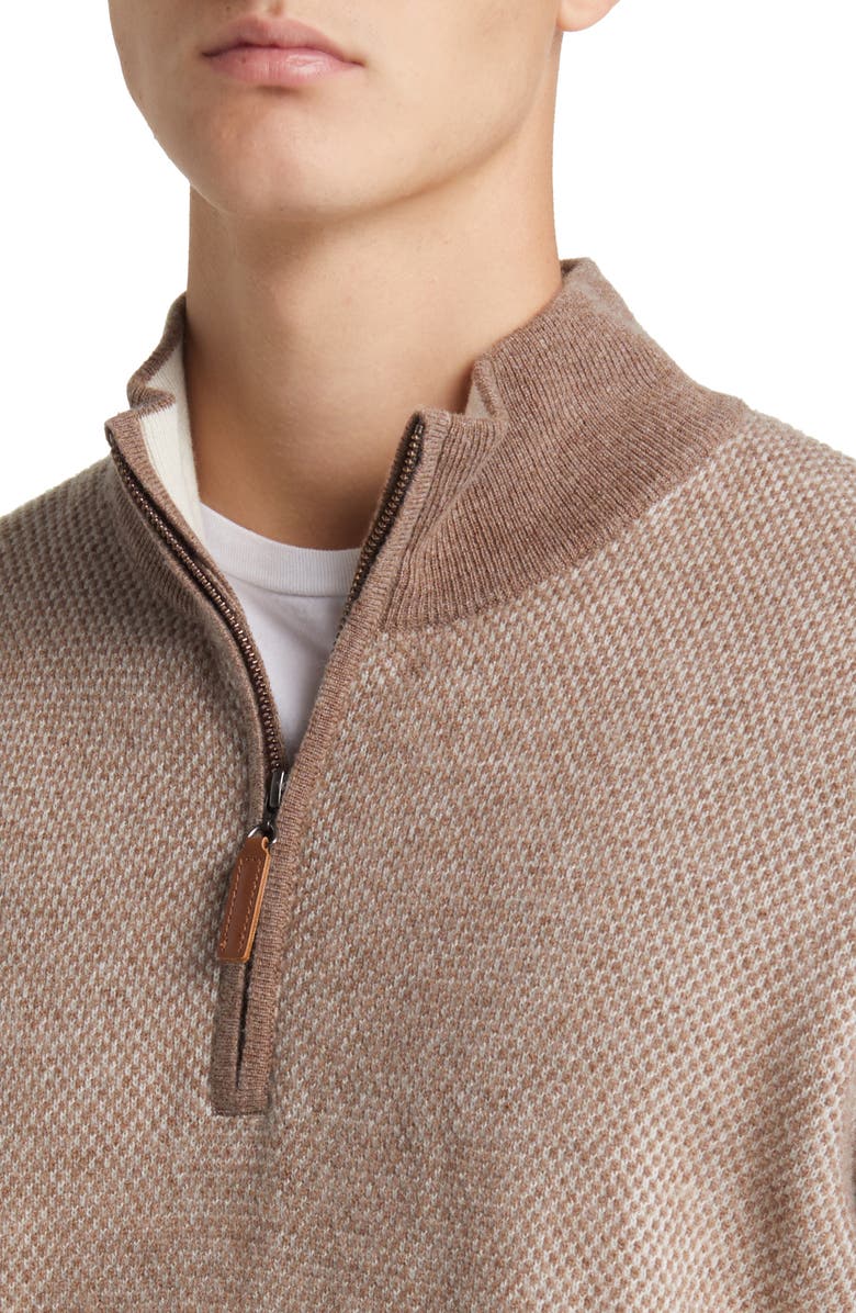 Lorenzo Uomo Merino Wool & Cashmere Bird's Eye Sweater, Alternate, color, Camel