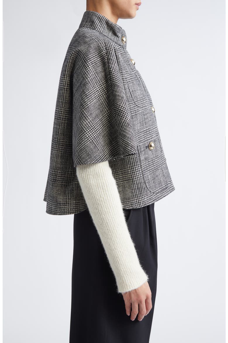 Farneto Alpaca, Wool & Silk Knit Cape, Alternate, color, BLACK