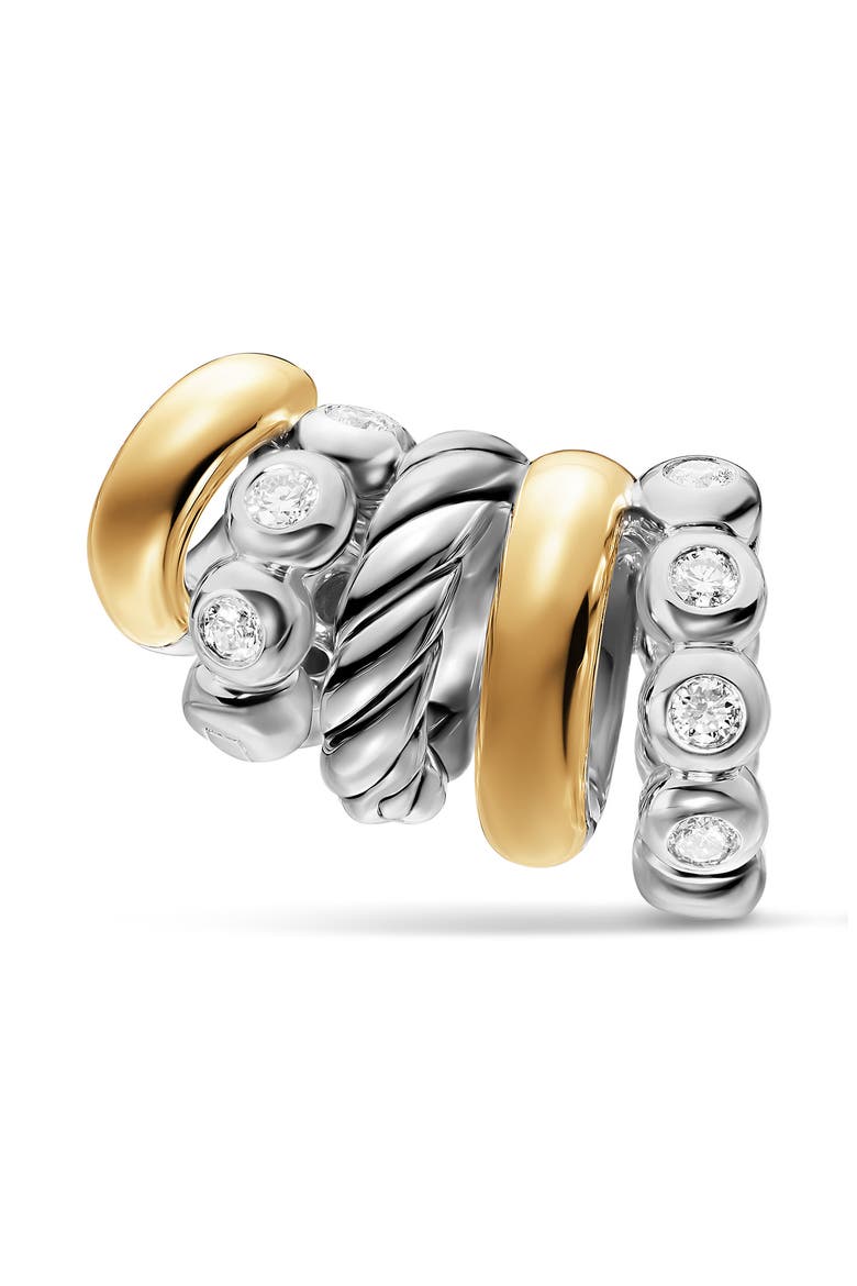 Mercer 18k Gold & Sterling Silver Multi Hoop Climber Earrings, Alternate, color, SILVER PAVE