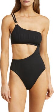 Vitamin A® Cosmo Cutout One-Shoulder Rib One-Piece Swimsuit