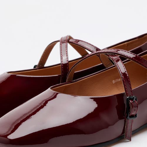 Marc Nolan Billie Patent Leather Mary Jane Flats In Burgundy