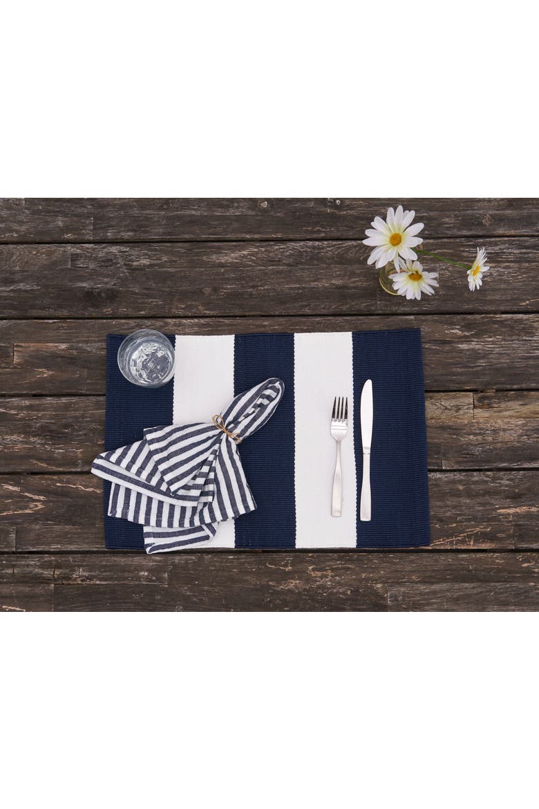 Cabana Stripes Placemats Set of 6 Collection, Alternate, color, Blue