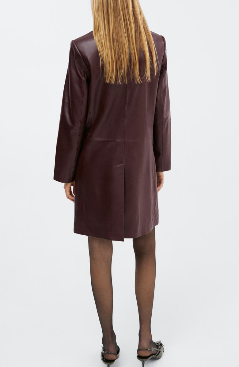 MANGO Longline Leather Coat, Alternate, color, 