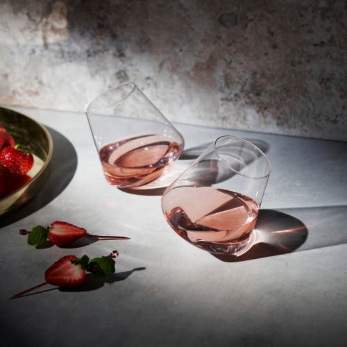 Viski Rolling Crystal Wine Glasses Set Of 2 In Clear