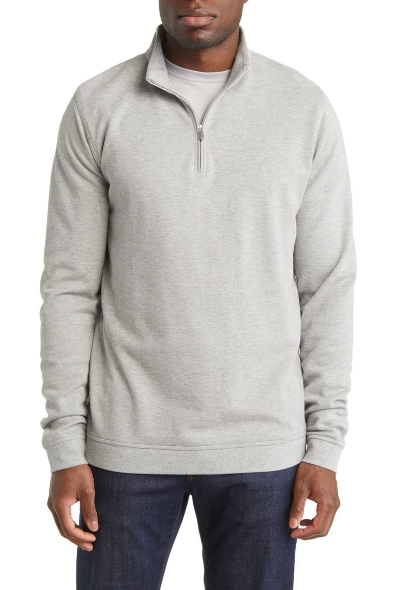 Comfort Interlock Quarter Zip Pullover, Main, color, LIGHT GREY