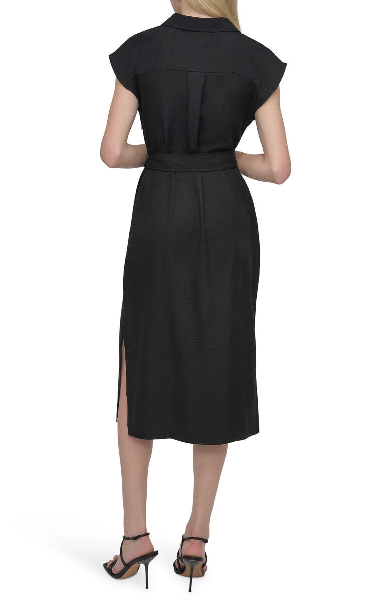 DKNY Faux Wrap Midi Dress, Alternate, color, Black