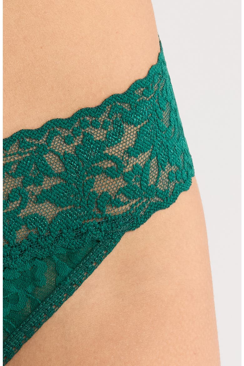 Original Rise Lace Thong, Alternate, color, FOREST GREEN