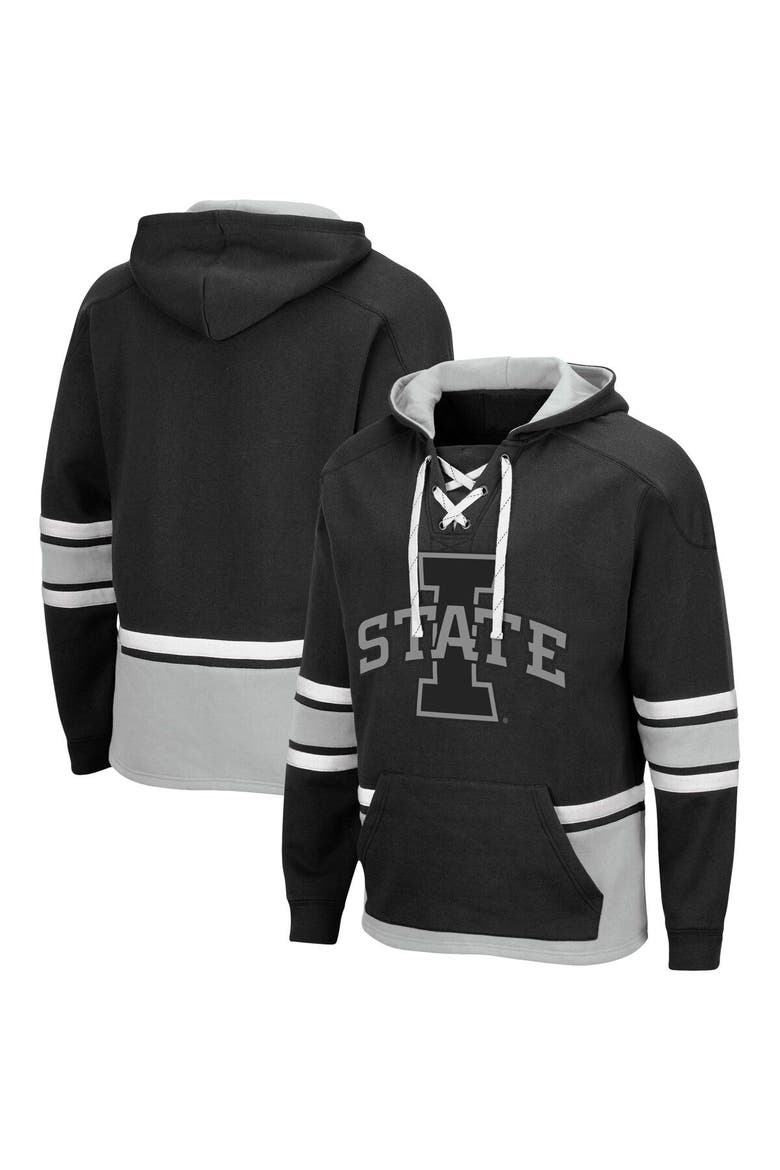 Men's Colosseum Black Iowa State Cyclones Lace Up 3.0 Pullover Hoodie, Main, color, Black