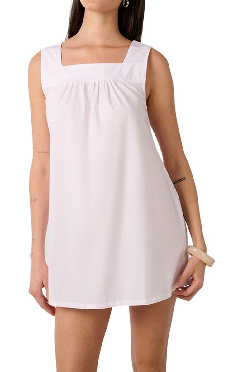 WeWoreWhat Square Neck Babydoll Mini Dress, Alternate, color, Classic White