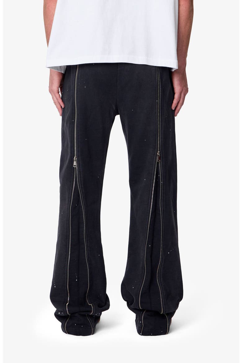Rivet Zipper Flare Sweatpants, Alternate, color, WASHED BLACK