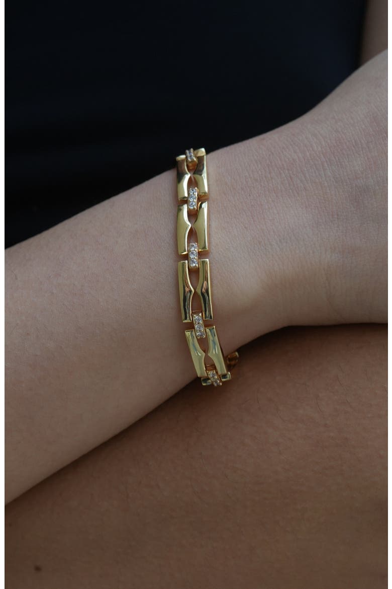 Puzzle Link Chain Bracelet, Alternate, color, GOLD
