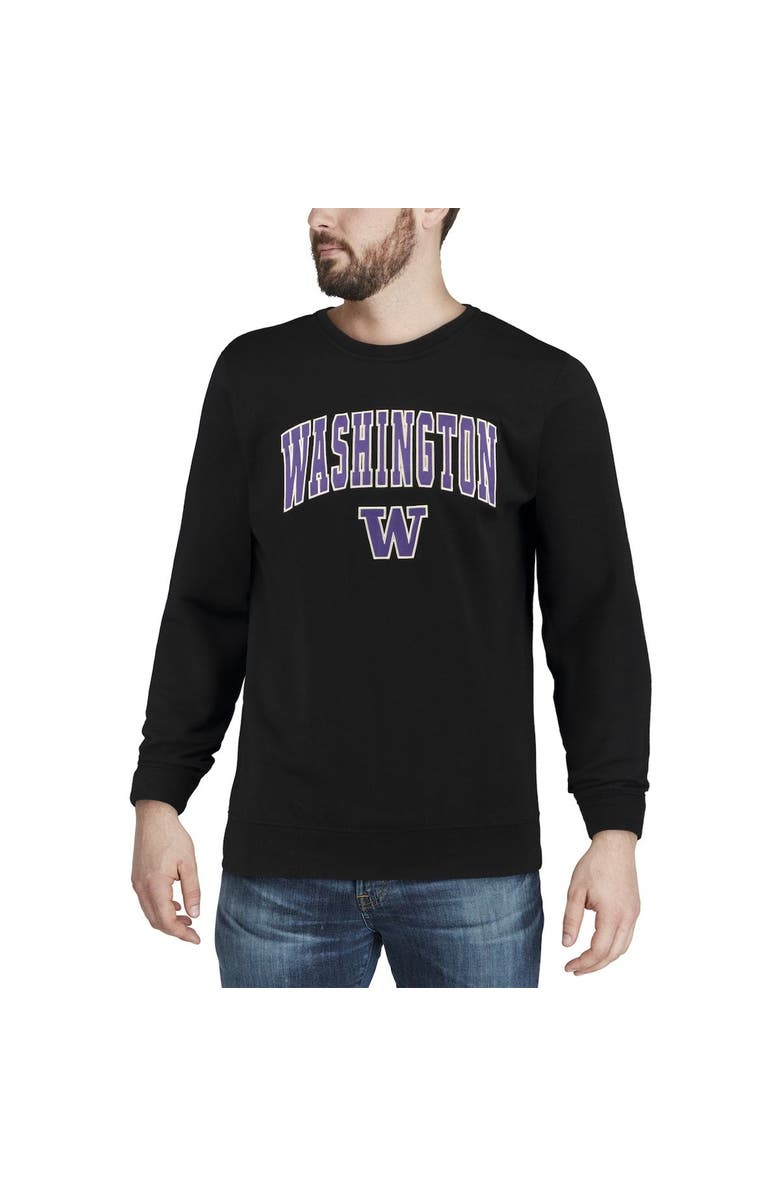 COLOSSEUM Men's Colosseum Black Washington Huskies Arch & Logo Crew Neck Sweatshirt, Alternate, color, Black