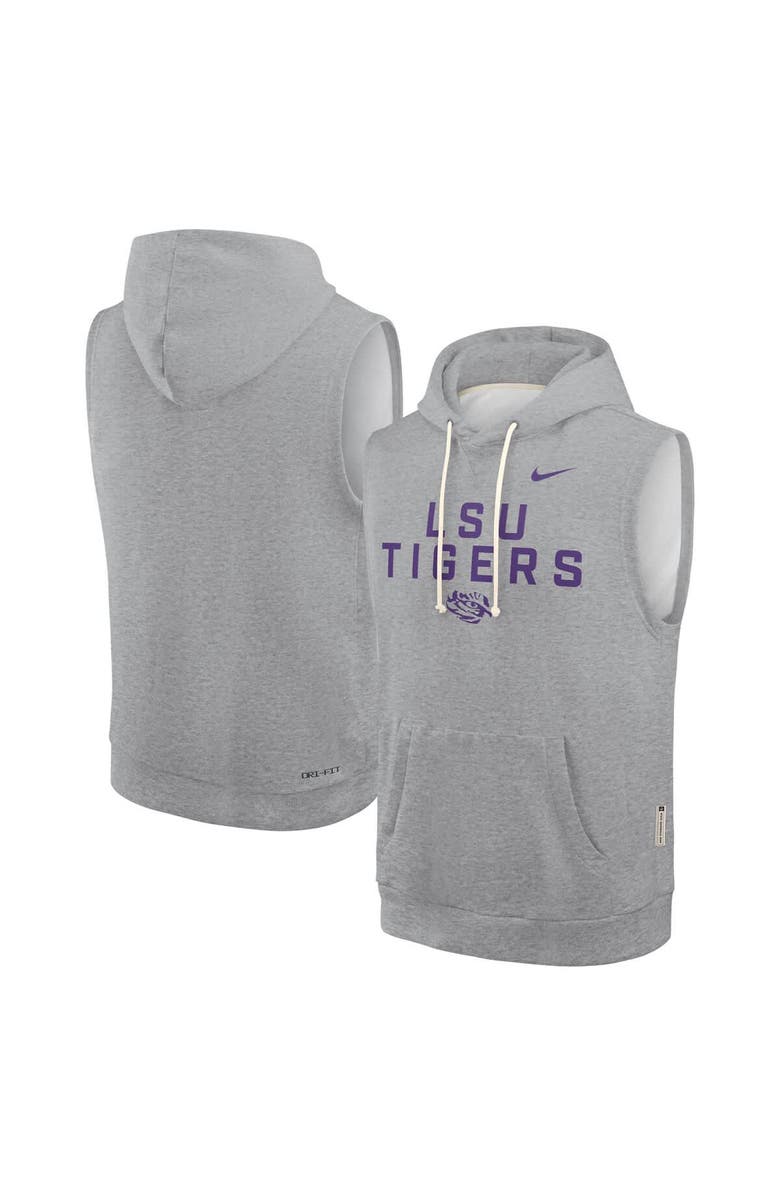 Nike Men's Nike Heather Gray LSU Tigers 2025 Sideline Performance Sleeveless Pullover Hoodie, Main, color, 