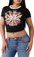 True Religion Rhinestone Heritage Graphic Ringer Baby Tee