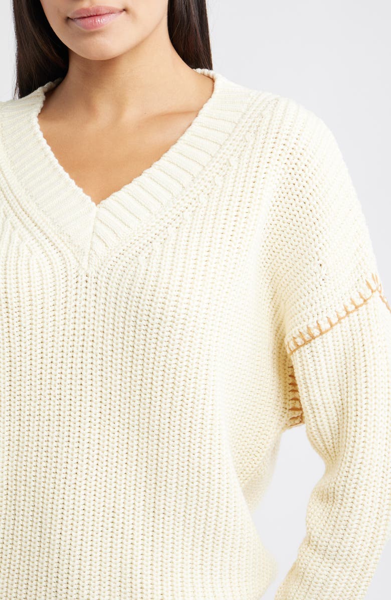Hatley Slouchy Drop Shoulder Cotton Sweater, Alternate, color, Cream