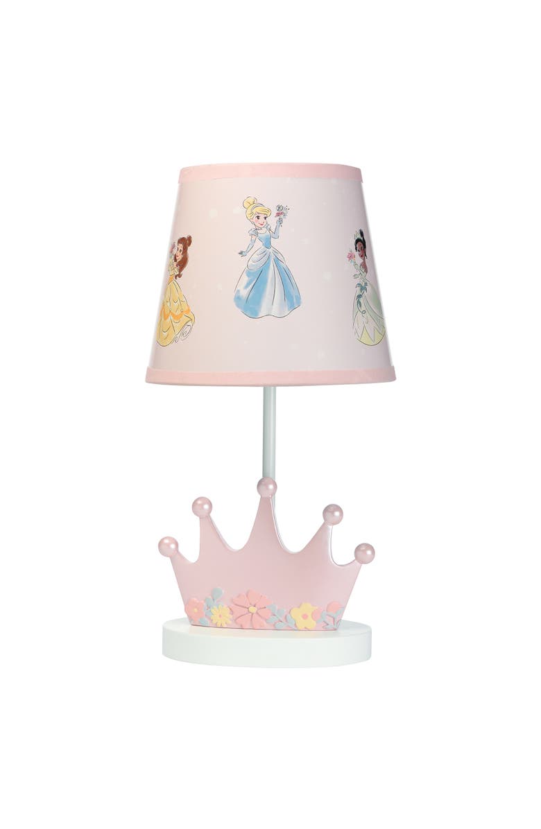 Lambs & Ivy Disney Princesses Crown Nursery Lamp with Shade & Bulb, Main, color, Pink