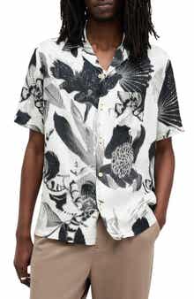 AllSaints Frequency Floral Short Sleeve Button-Up Camp Shirt