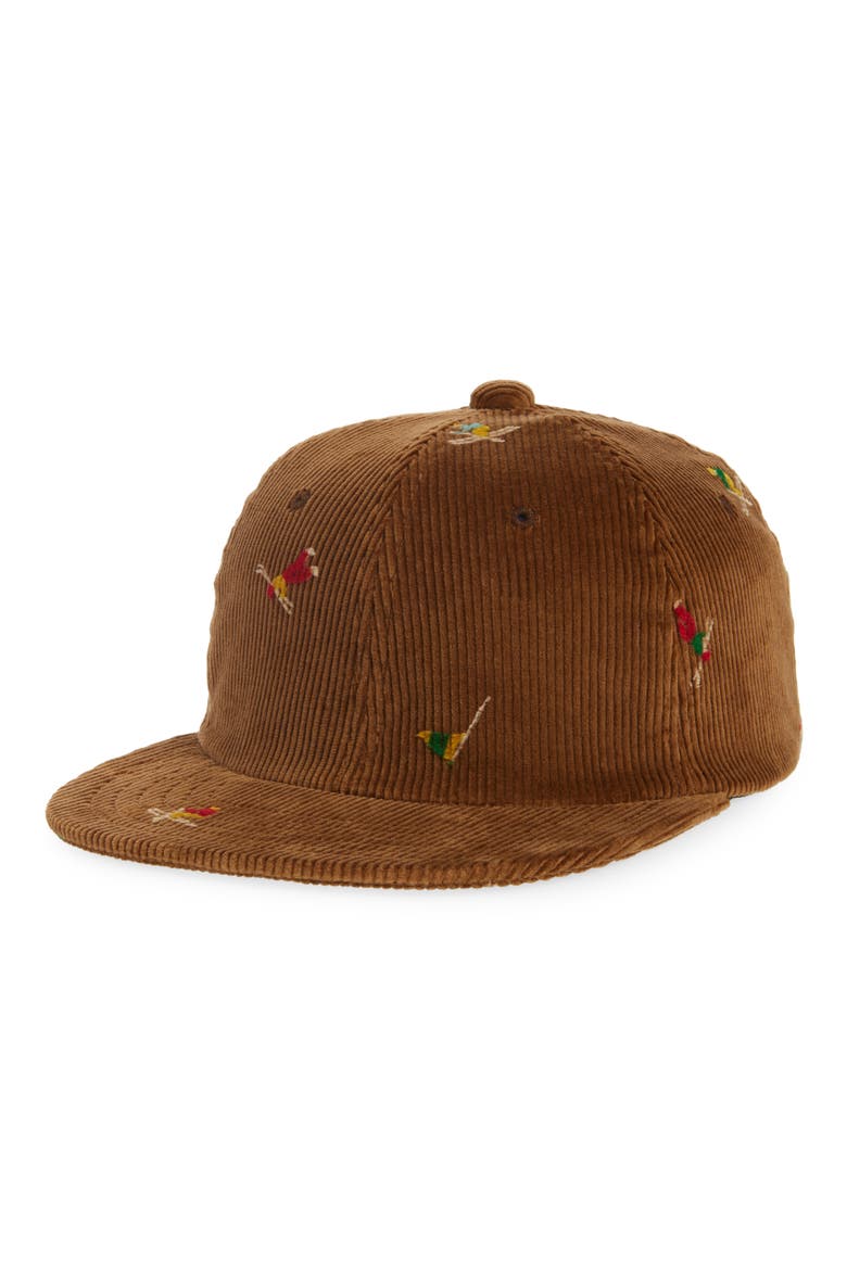 Skier Print Corduroy Baseball Cap, Main, color, GOLDEN BROWN 26
