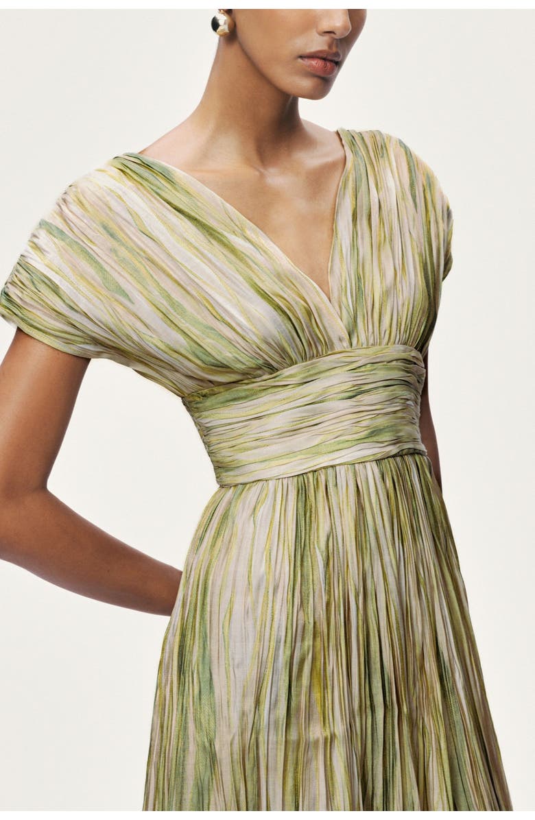 Nocturne Printed V-Neck Midi Dress, Alternate, color, Multi-Colored