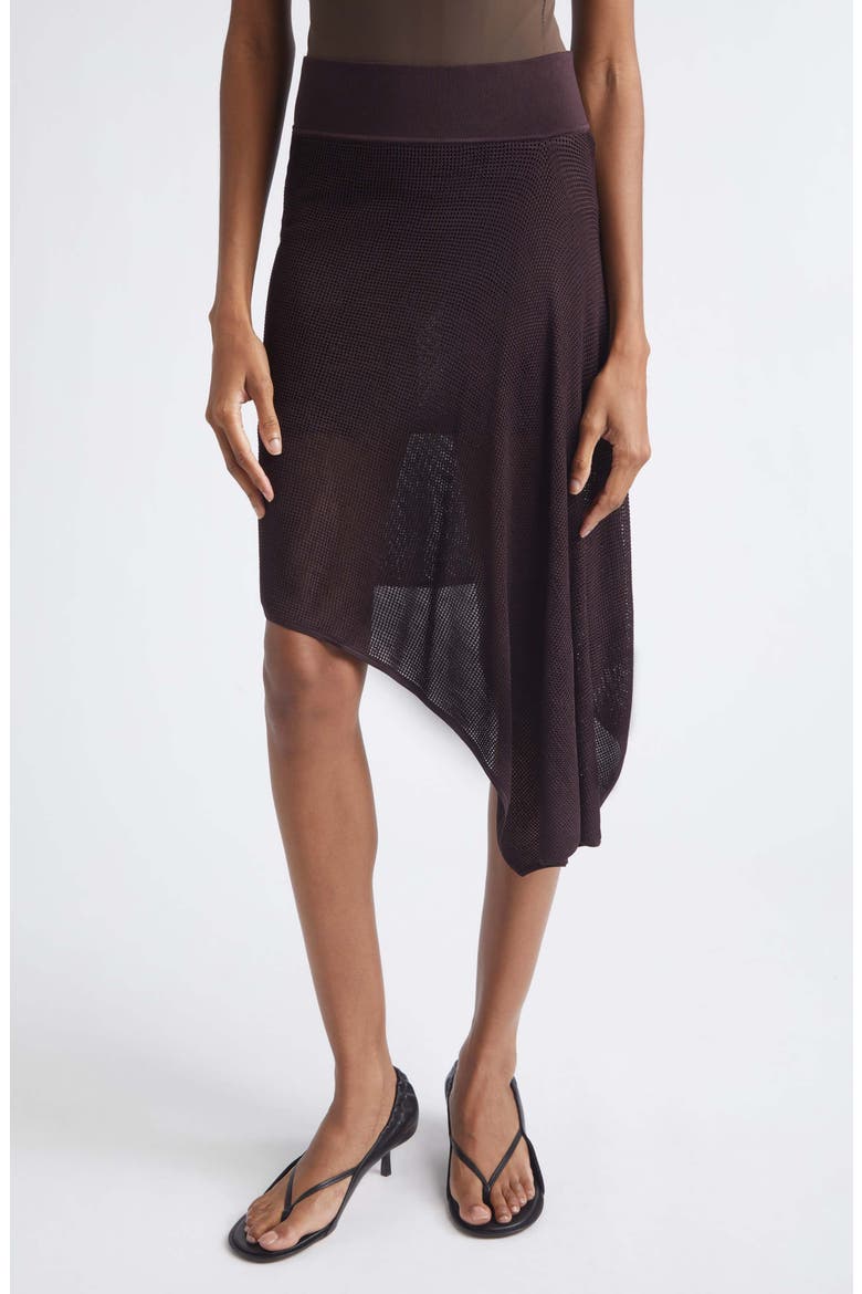 The Voile Asymmetric Draped Skirt, Main, color, DARK BROWN