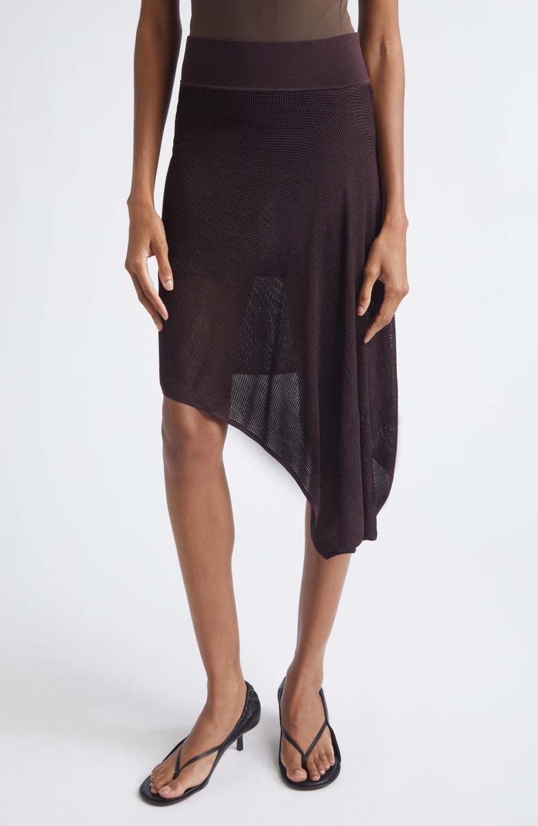 Jacquemus The Voile Asymmetric Draped Skirt, Main, color, Dark Brown