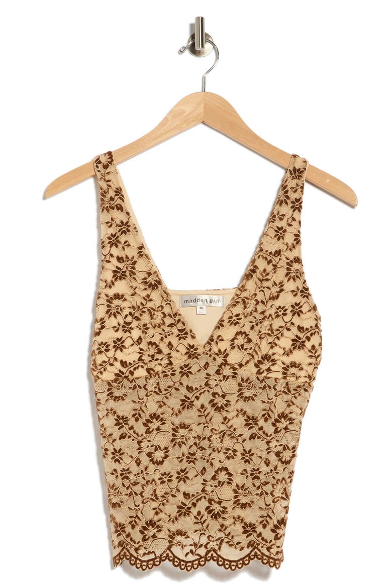 Scallop Edged Bust Corset Top, Main, color, BEIGE COMBO