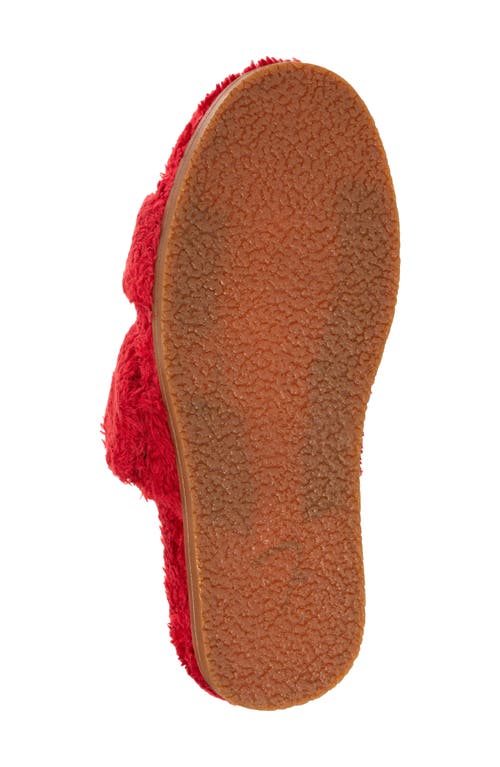 Revitalign Callie High Pile Fleece Slide Slipper In Red