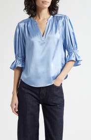 Cinq à Sept Fiona Split Neck Silk Top