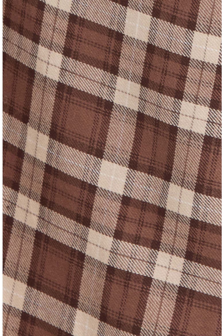 Laurel Plaid Drape Detail Cotton Skirt, Alternate, color, BROWN