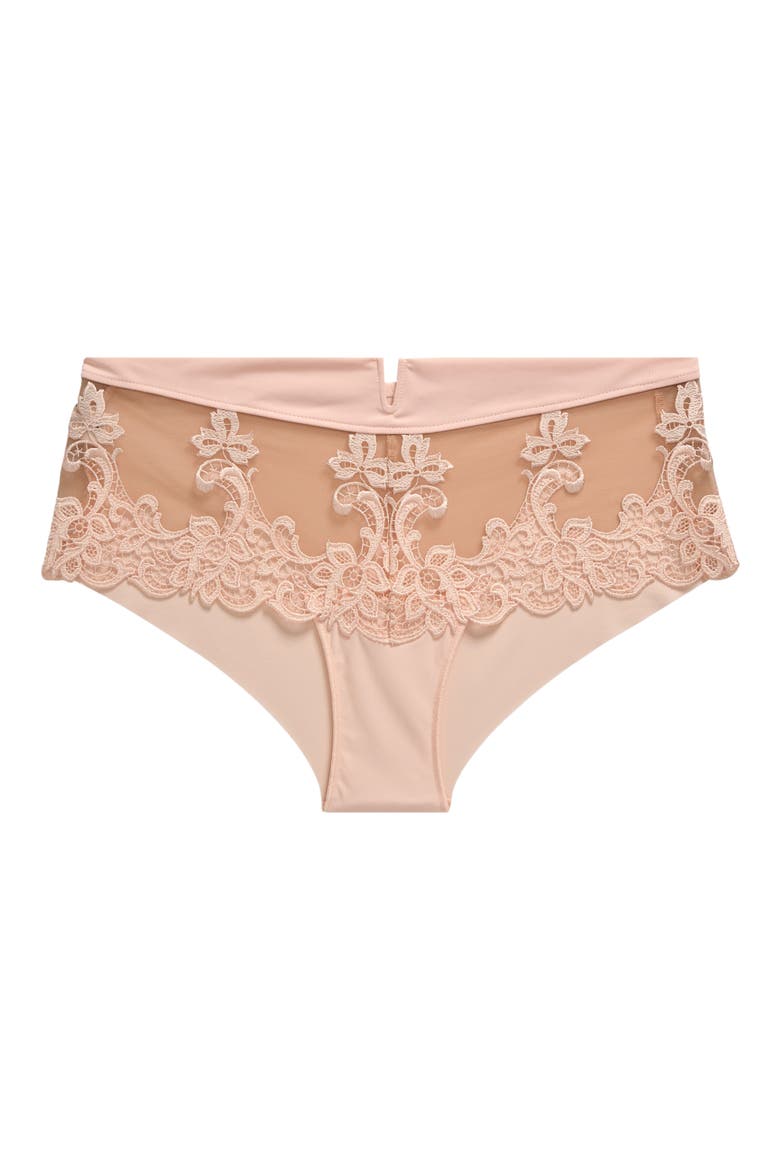 'Saga' Embroidered Boyshort Briefs, Alternate, color, PINK CORAL