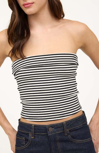 BLU PEPPER BLU PEPPER STRIPE STRETCH COTTON TUBE TOP