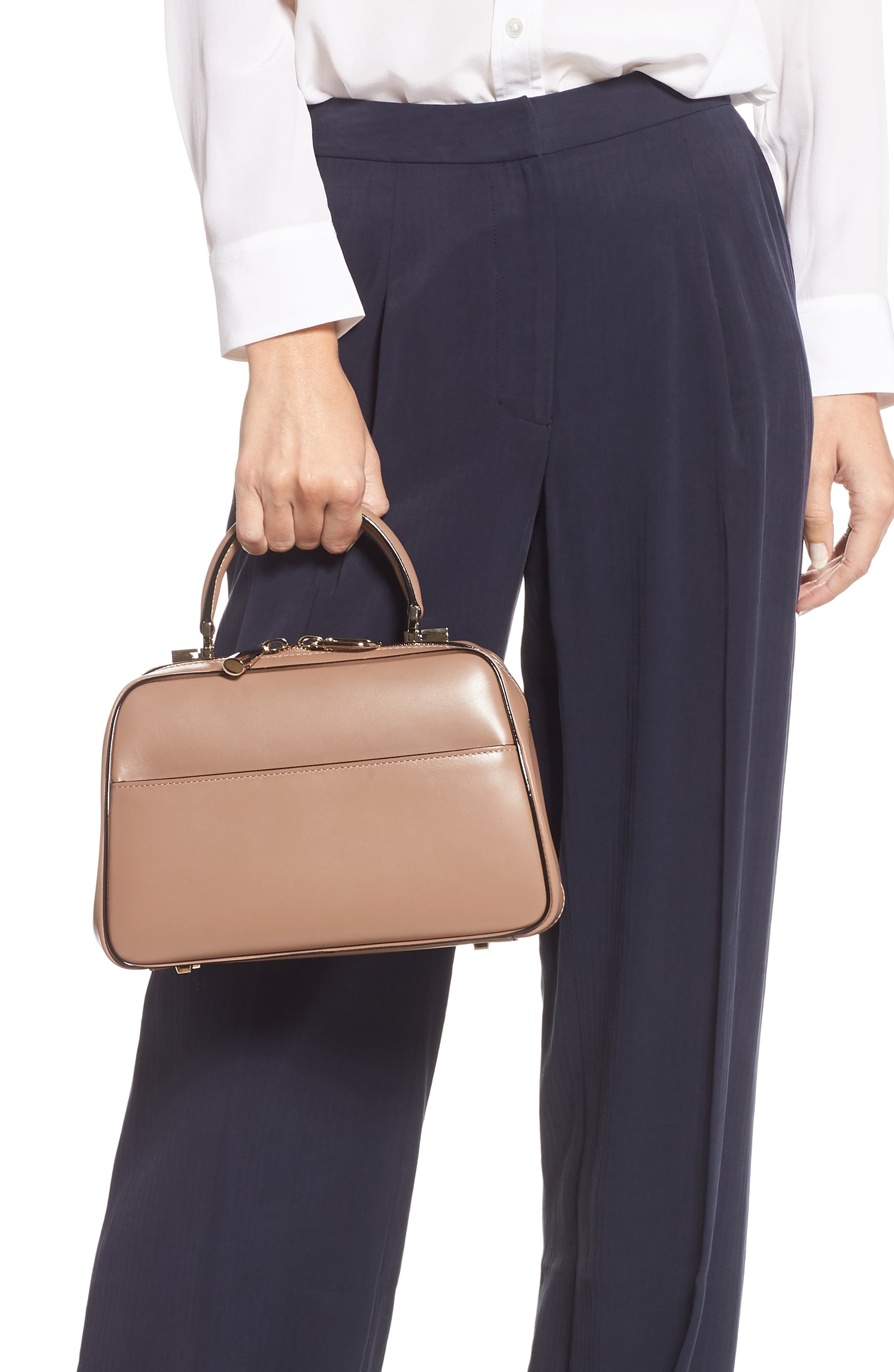 Valextra Medium Serie Leather Top Handle Bag, Alternate, color, 