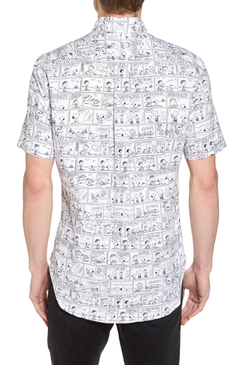 Gitman Peanuts Print Short Sleeve Sport Shirt, Alternate, color,