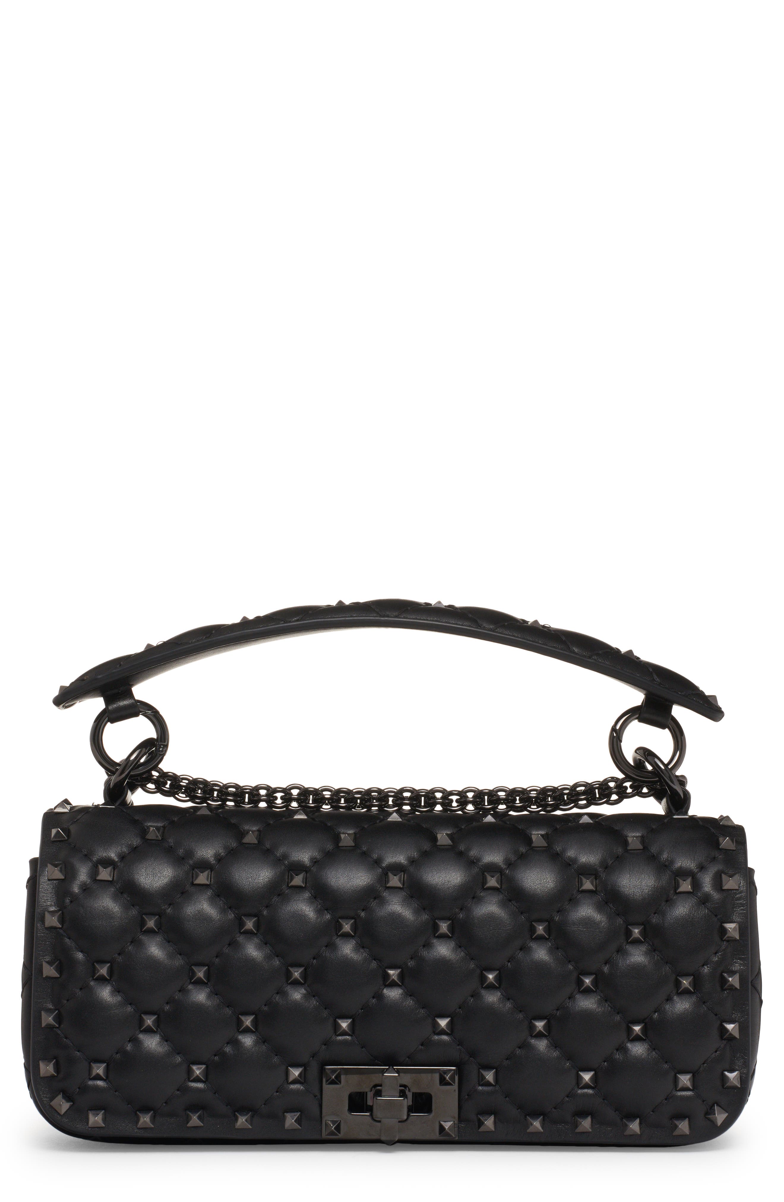Valentino Garavani Small Rockstud Spike Leather Shoulder Bag, Main, color, 